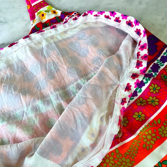 Vintage 60s 70s Psychedelic Hippie Floral Maxi Sleeveless Dress / Small - Picture 9 of 9